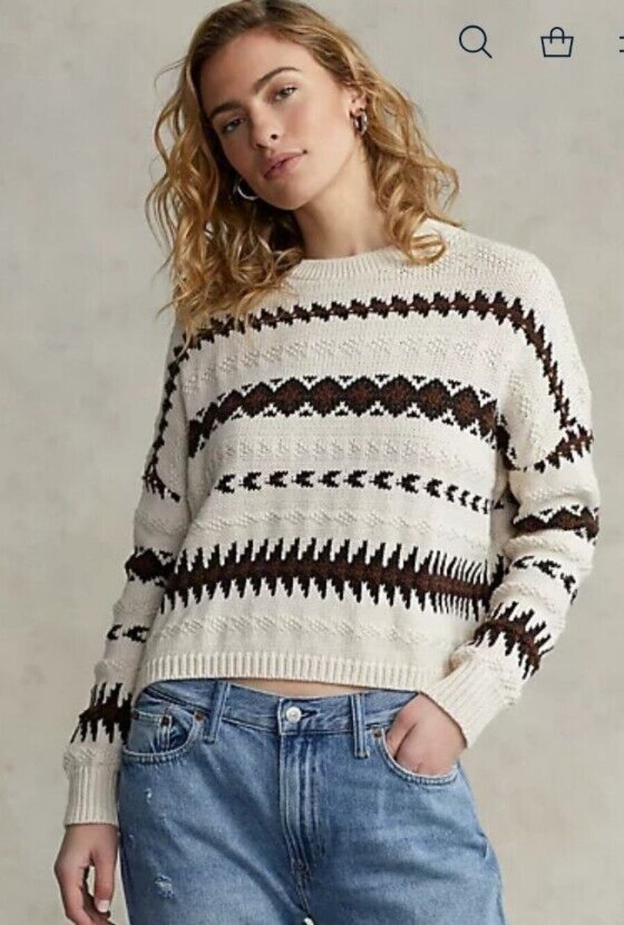 NWT Polo Ralph Lauren Linen Jacquard Pullover Sweater Size Large